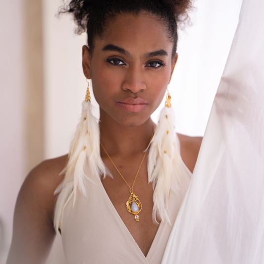 Bohemian Goddess I am divine moonstone necklace