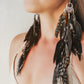 Bohemian Goddess earrings, named Embrace the Light and Dark within Me - Onyx Feather Earrings Long design feather jewelry