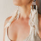 Bohemian Goddess Earrings named My Feminine Essence with Rainbow Moonstones and white feathers 