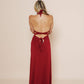 Beautiful long halter dress, with a side cut in scarlet.