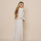 Beautiful long wrap around dress with hood in winter white.