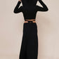 Harmony skirt with sidecuts & Elevated wrap shirt with hoodie by Bohemian Goddess I Color: Black I www.bohemiangoddess.com