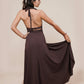 Blossom - Long maxi wrap around halter dress by Bohemian Goddess I Color: Chocolate I www.bohemiangoddess.com