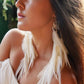 Bohemian Goddess My Feminine Essence - Moon Stone Feather Earrings