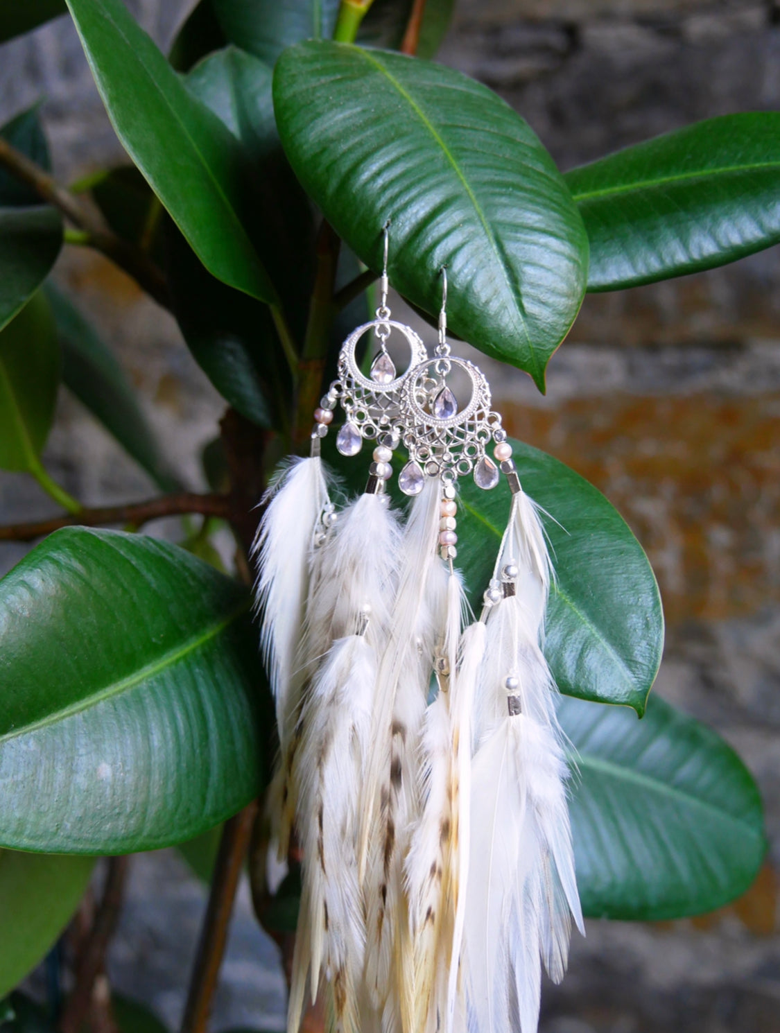 Clancy Feather Earrings | White – Fringed in Faith