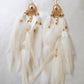 Short My Truth Sets Me Free blue topaz white feather earrings with gold plated moon charm 