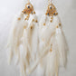 Bohemian Goddess long earrings named My truth sets me free with Blue Topaz crystals and white feathers.