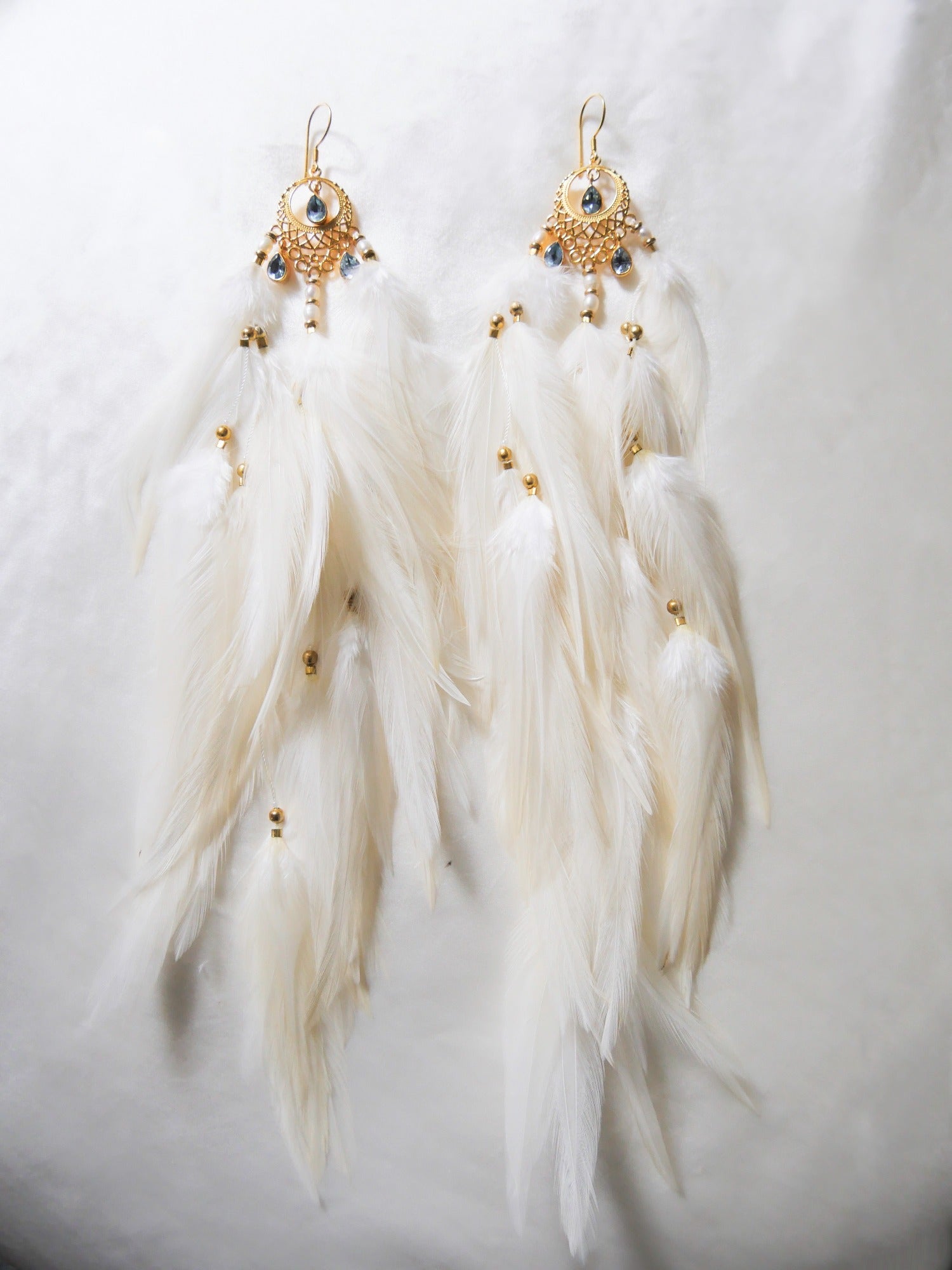 One Pair Women Angel Wing White Feather Dangle Earring Long Earrings J –  SHOP2INDIA GATEWAY