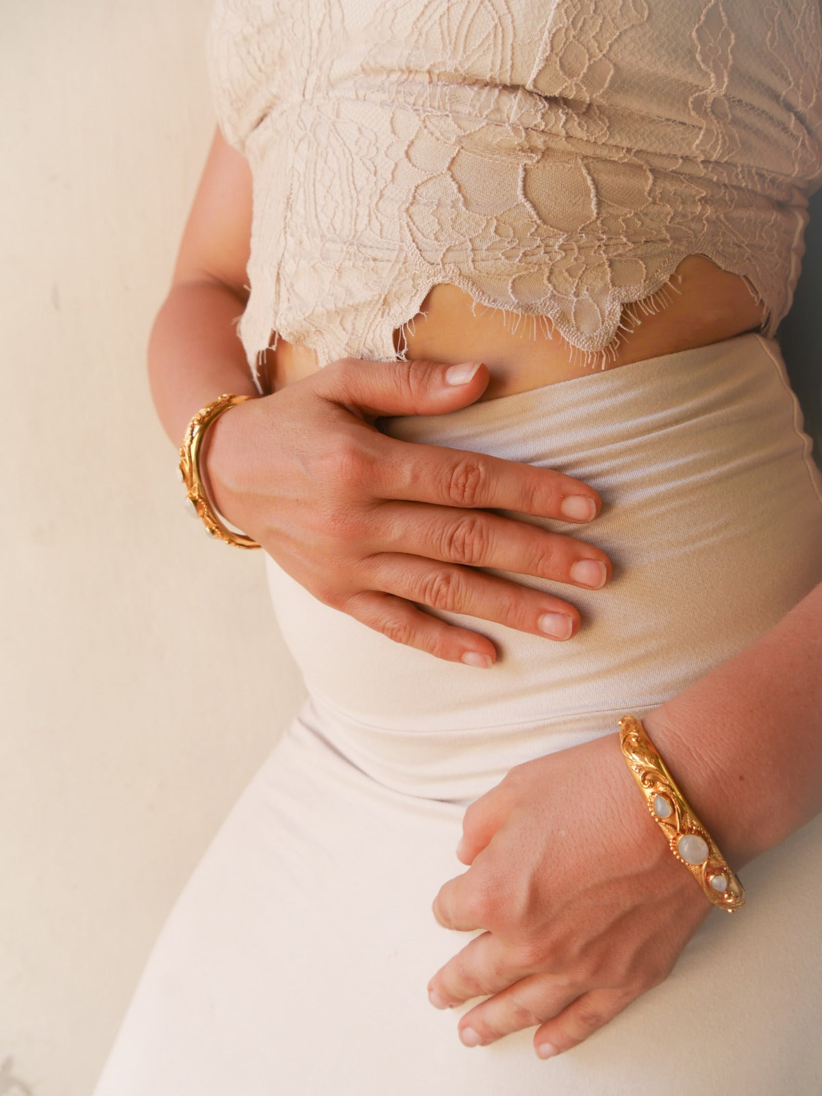 Bohemian Goddess - I am Divine - Moonstone Gold Bracelet